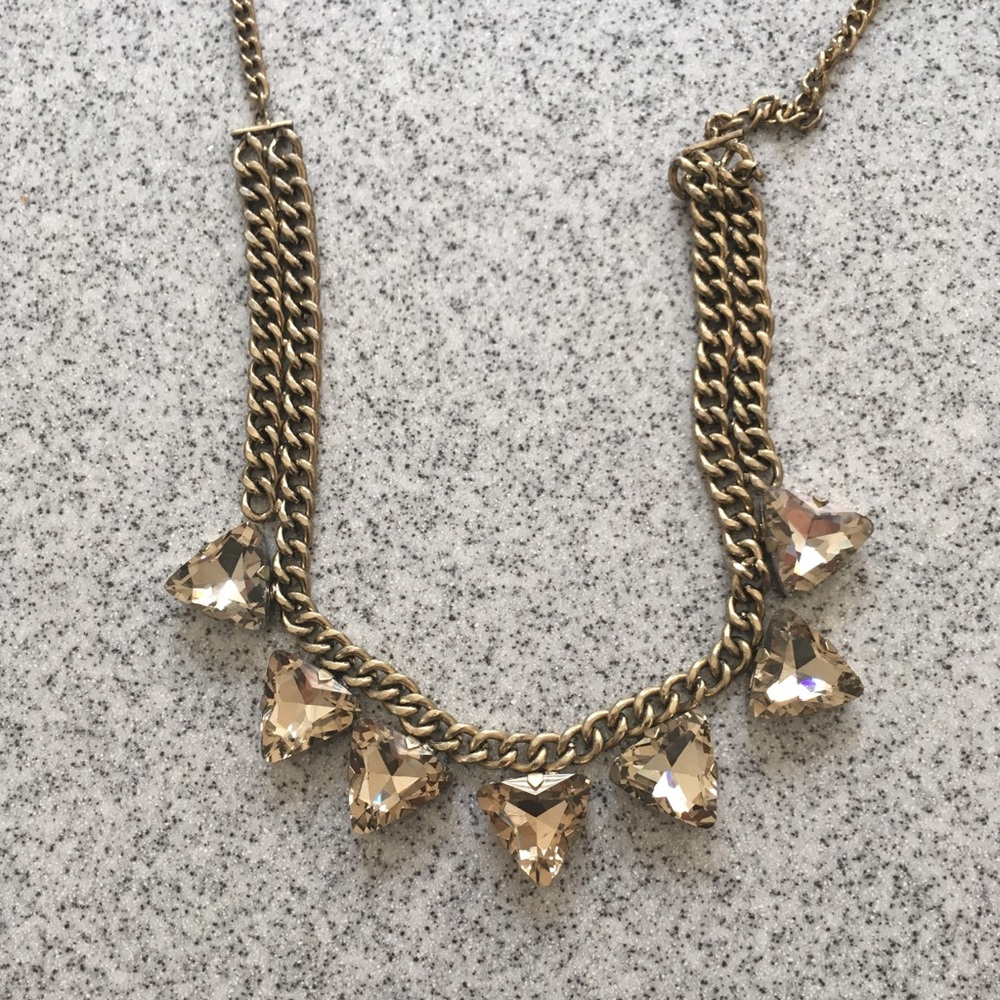 Gold Triangle Cut Diamonds Statement Necklace - image 4